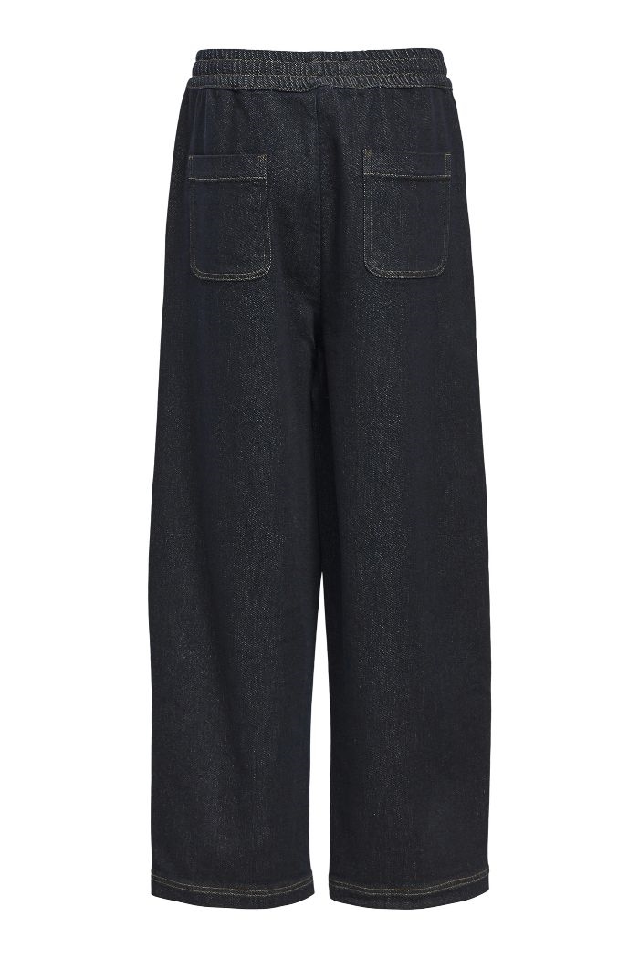 Milla denim MW loose pants, Dark Blue denim